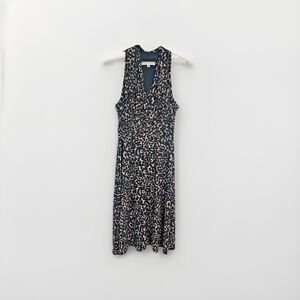 Evan Picone A Line Dress Women's 12 Beige V-neck Sleeveless Animal Print Casual